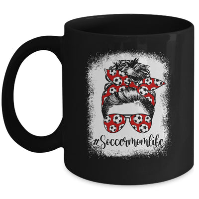 Bleached Soccer Mom Life Messy Bun Soccer Player Mom Mug | siriusteestore