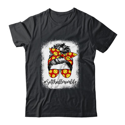 Bleached Softball Mom Life Messy Bun Softball Player Mom Shirt & Tank Top | siriusteestore
