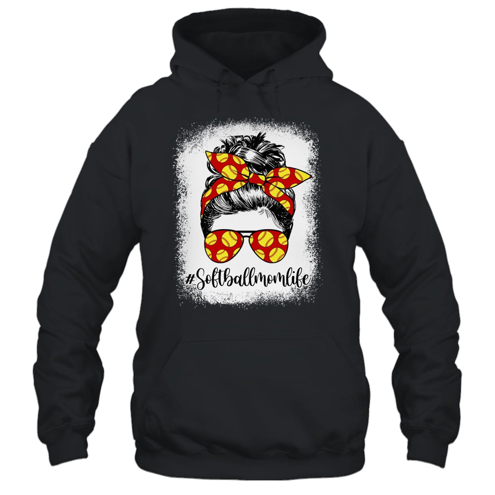 Bleached Softball Mom Life Messy Bun Softball Player Mom Shirt & Tank Top | siriusteestore