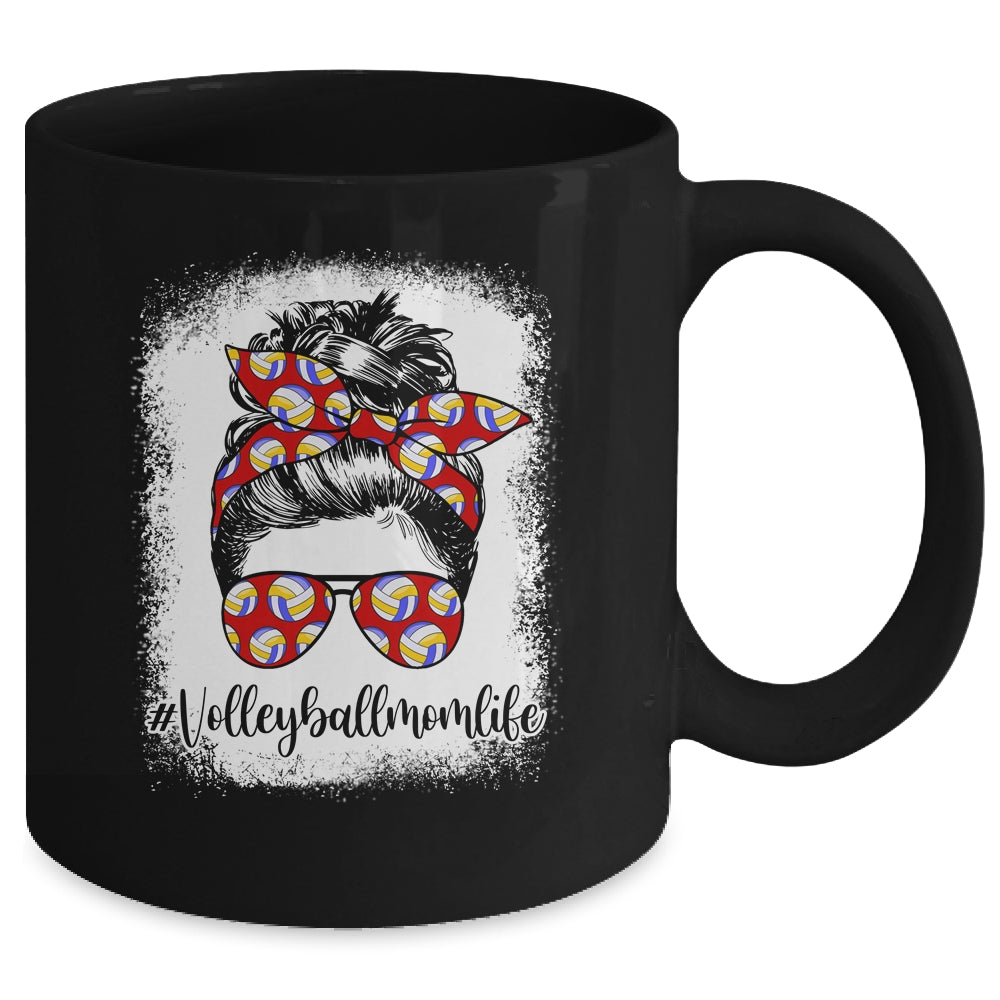 Bleached Volleyball Mom Life Messy Bun Volleyball Player Mom Mug | siriusteestore