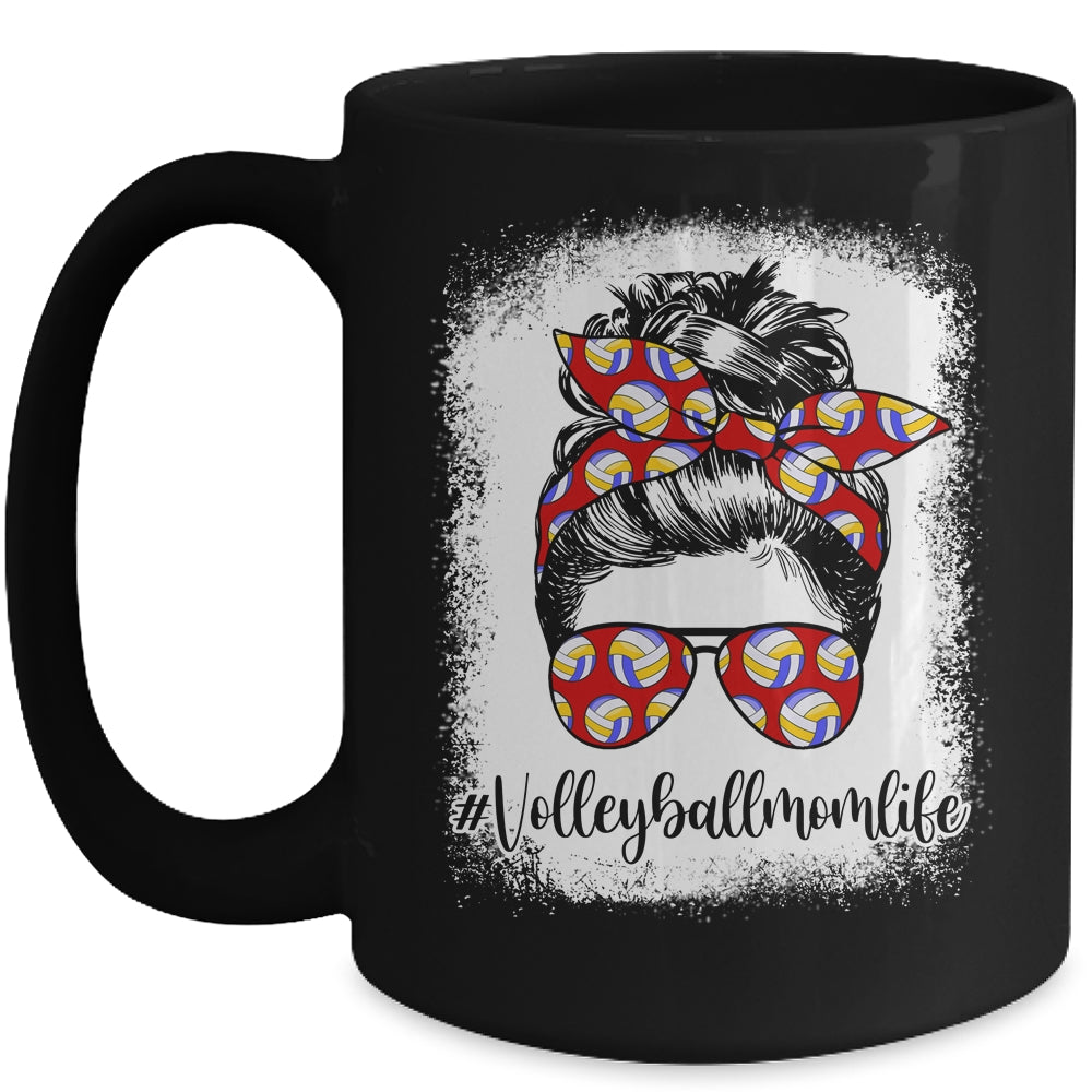 Bleached Volleyball Mom Life Messy Bun Volleyball Player Mom Mug | siriusteestore