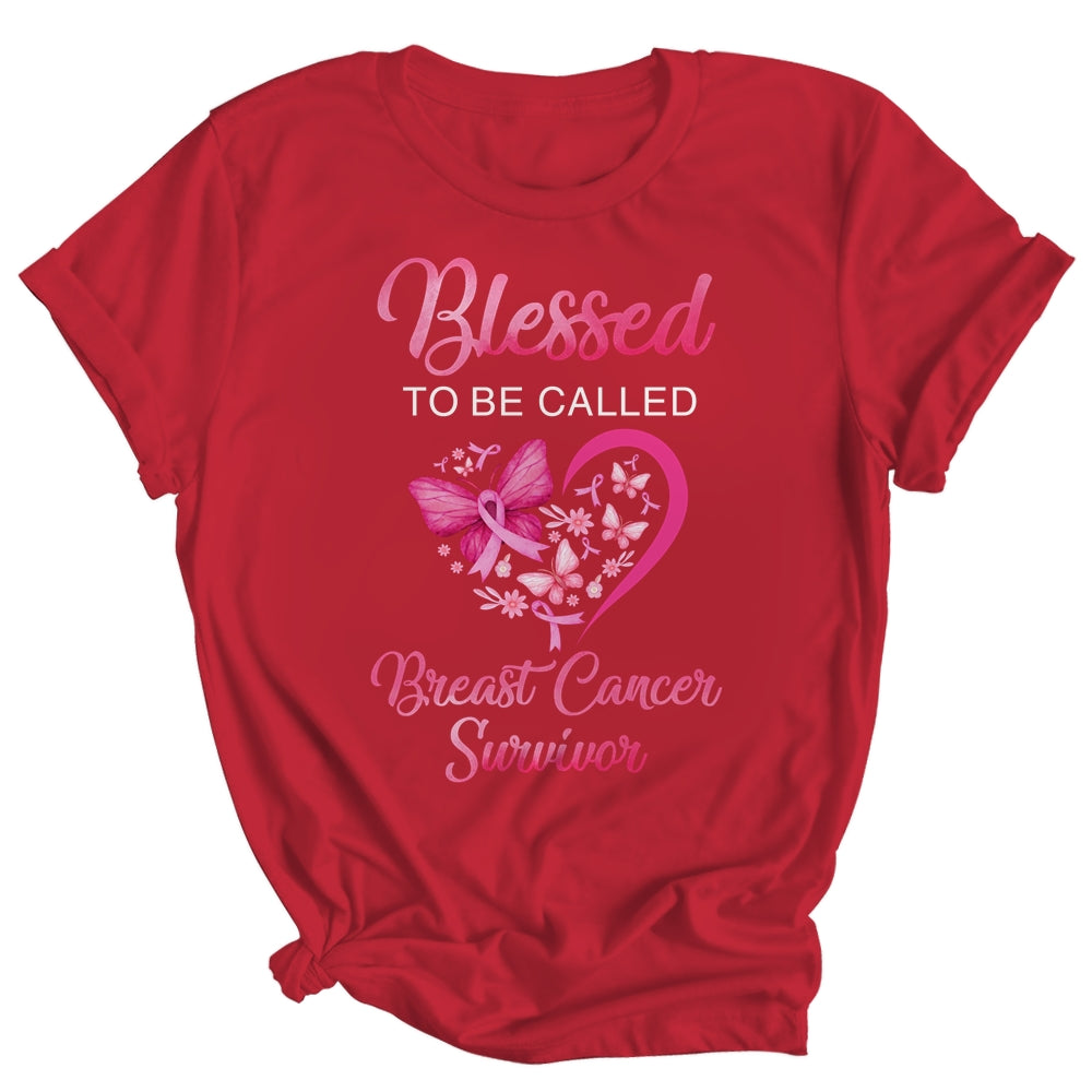 Blessed To Be Called Breast Cancer Survivor Pink Butterfly Shirt & Hoodie | siriusteestore