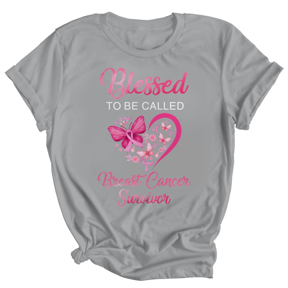Blessed To Be Called Breast Cancer Survivor Pink Butterfly Shirt & Hoodie | siriusteestore