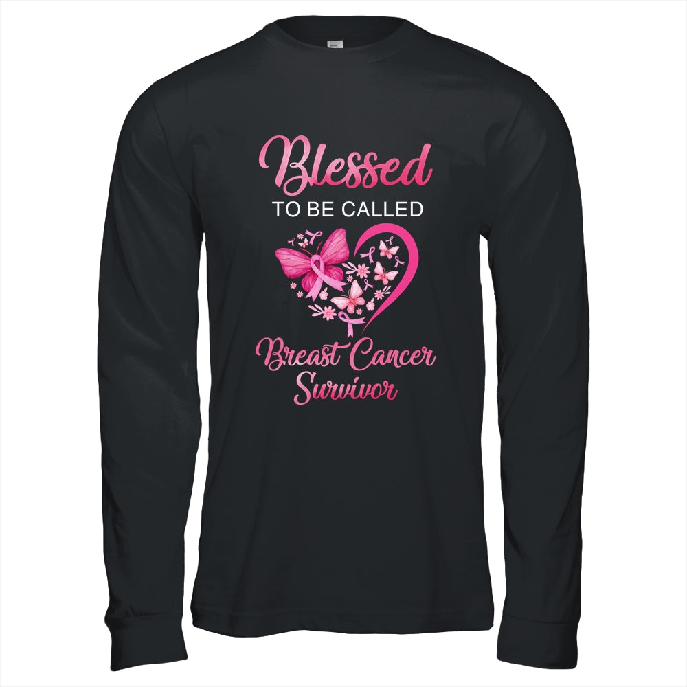 Blessed To Be Called Breast Cancer Survivor Pink Butterfly Shirt & Hoodie | siriusteestore