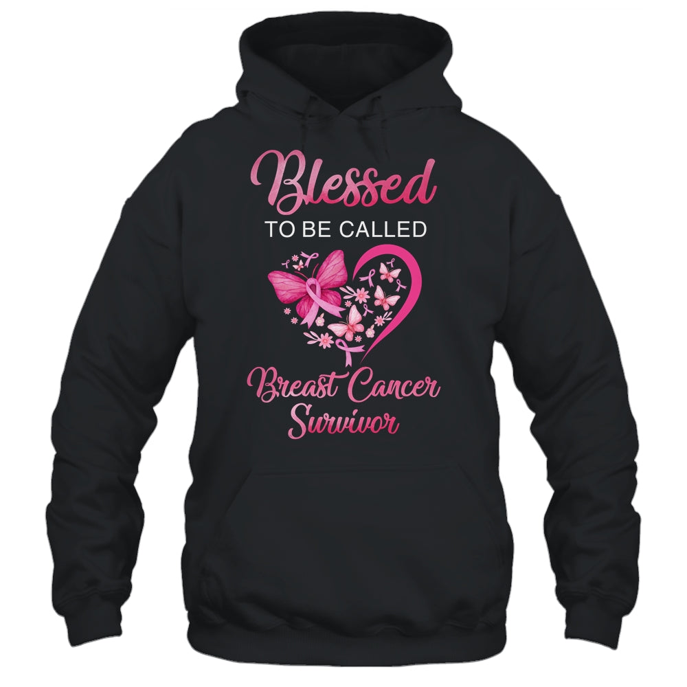 Blessed To Be Called Breast Cancer Survivor Pink Butterfly Shirt & Hoodie | siriusteestore