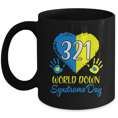 Blue Yellow Heart 21 World Down Syndrome Awareness Day Mug | siriusteestore