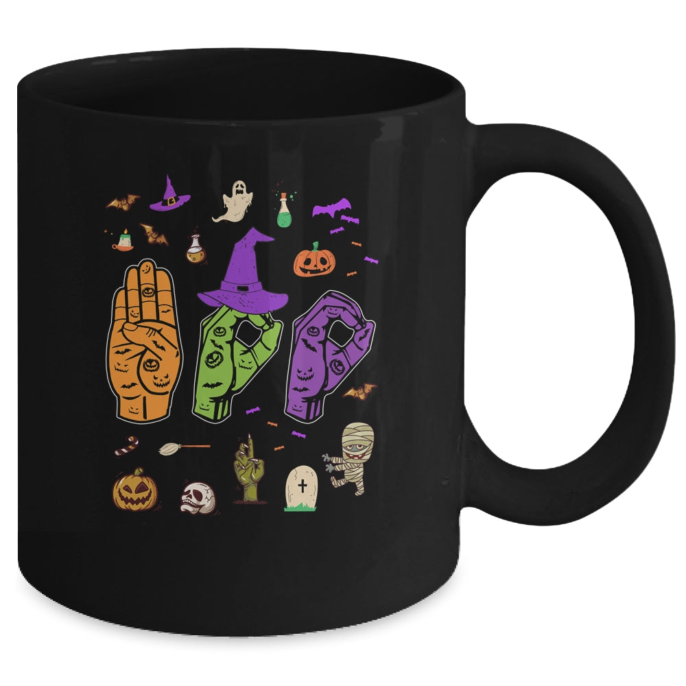 Boo American Sign Language Pride ASL Deaf Halloween Gift Mug | siriusteestore