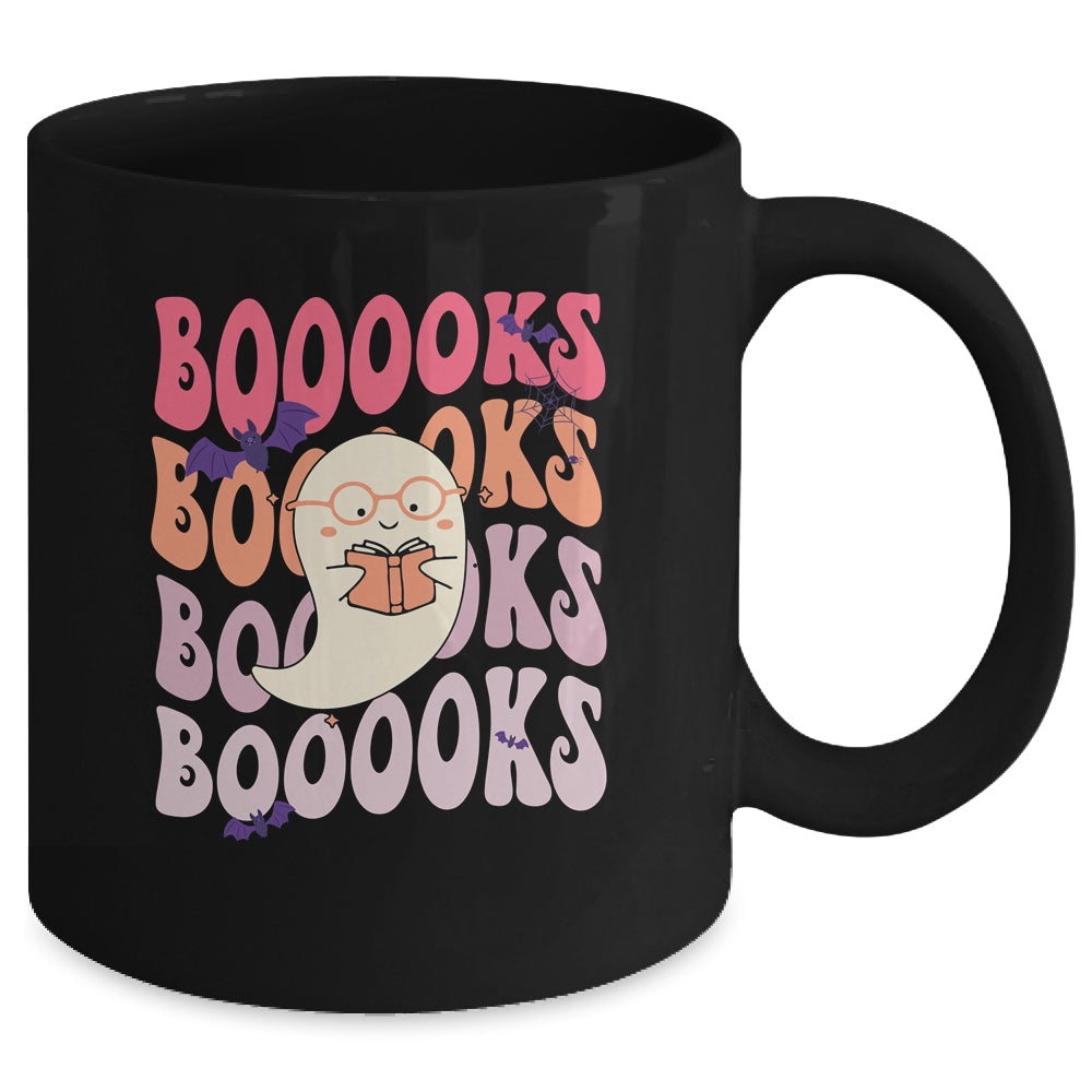 Booooks Groovy Cute Ghost Book Retro Reading Halloween Mug | siriusteestore