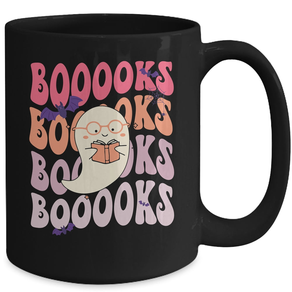 Booooks Groovy Cute Ghost Book Retro Reading Halloween Mug | siriusteestore