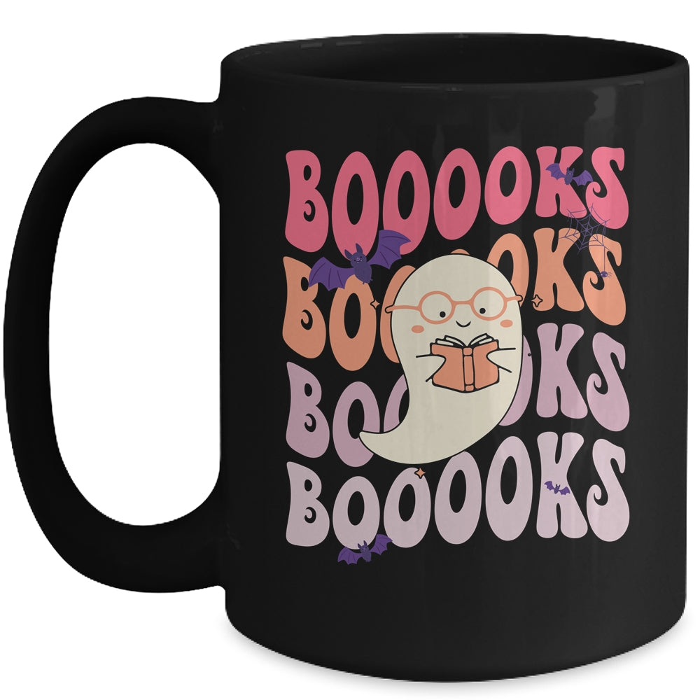 Booooks Groovy Cute Ghost Book Retro Reading Halloween Mug | siriusteestore
