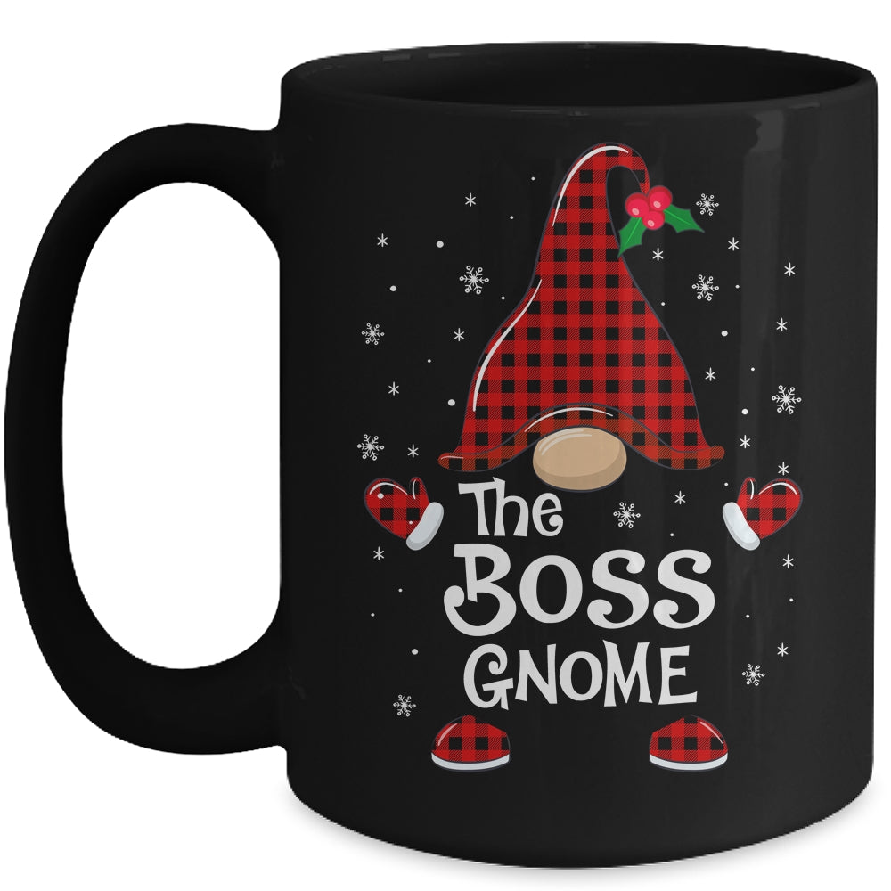 Boss Gnome Buffalo Plaid Matching Christmas Pajama Gift Mug | siriusteestore