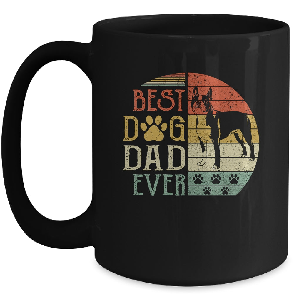 Boston Terrier Best Dog Dad Ever Vintage Father's Day Retro Mug | siriusteestore