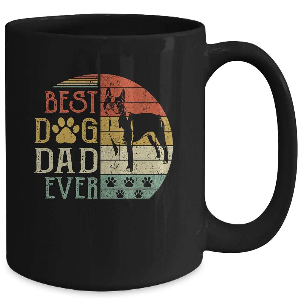 Boston Terrier Best Dog Dad Ever Vintage Father's Day Retro Mug | siriusteestore