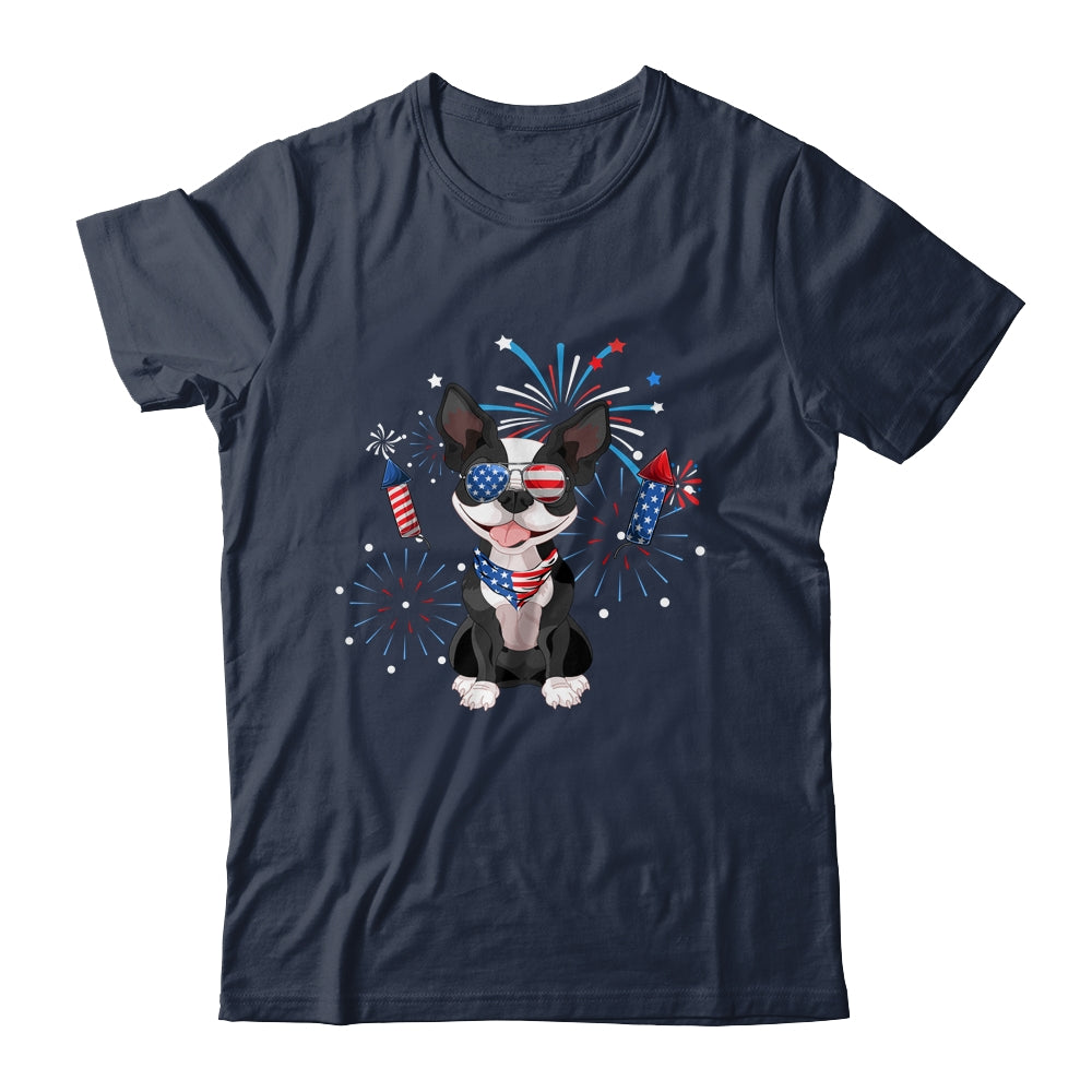 Boston Terrier Dog American USA Flag 4th of July Lover Shirt & Tank Top | siriusteestore