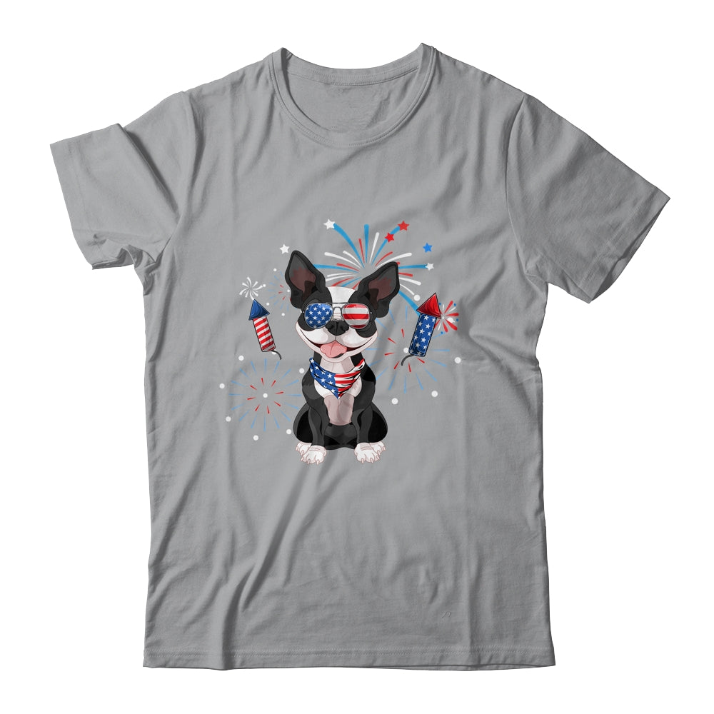 Boston Terrier Dog American USA Flag 4th of July Lover Shirt & Tank Top | siriusteestore