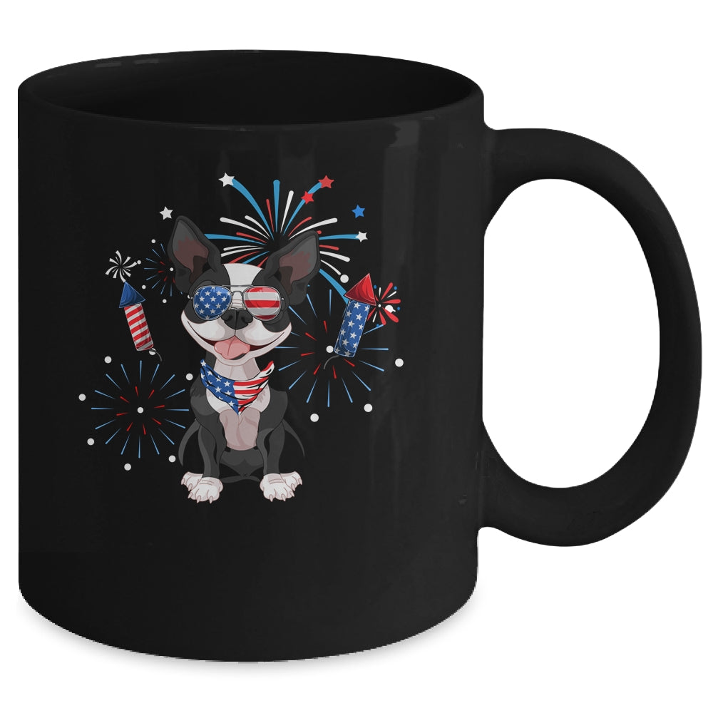 Boston Terrier Dog American USA Flag 4th of July Lover Mug | siriusteestore