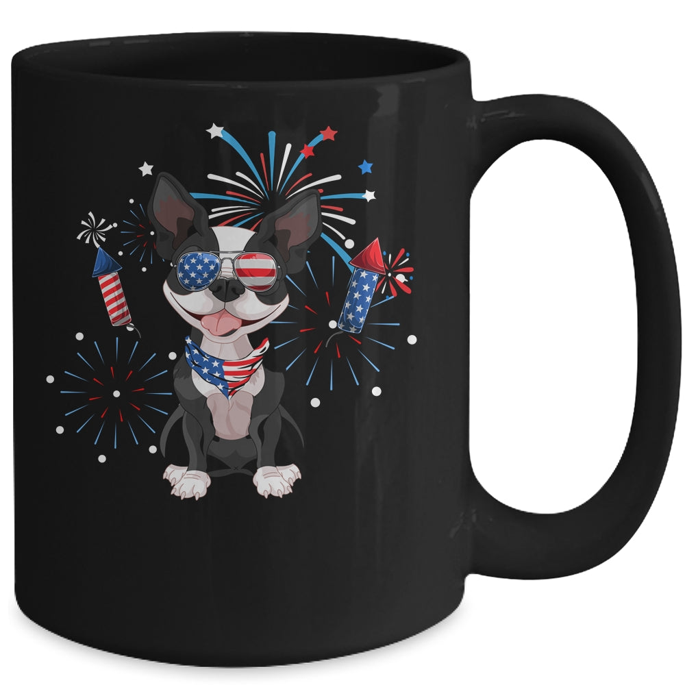 Boston Terrier Dog American USA Flag 4th of July Lover Mug | siriusteestore