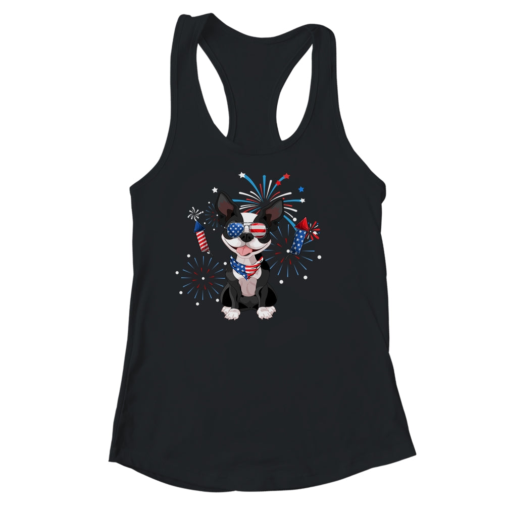 Boston Terrier Dog American USA Flag 4th of July Lover Shirt & Tank Top | siriusteestore
