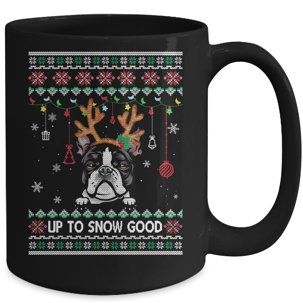 Boston Terrier Dog Reindeer Ugly Christmas Xmas Mug | siriusteestore