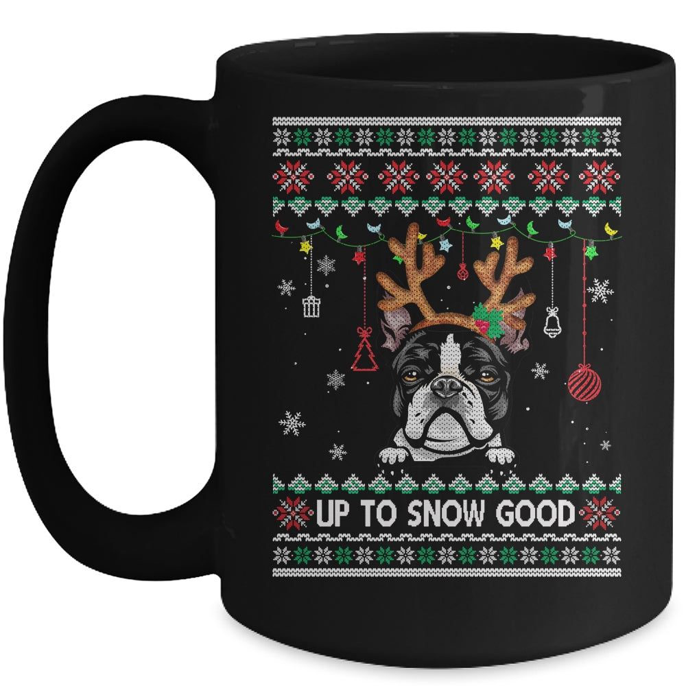 Boston Terrier Dog Reindeer Ugly Christmas Xmas Mug | siriusteestore