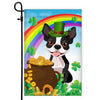 Boston Terrier St Patrick's Day Dog Flag Funny Peeking Dog Wear Green Hat Golden Pot Coin Shamrock Rainbow Spring Banner for Home Decor | siriusteestore