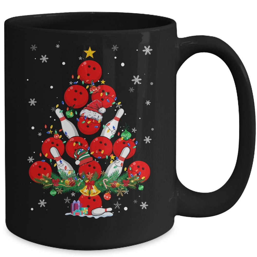 Bowling Christmas Tree Santa Pickleball X Mas Lights Mug | siriusteestore