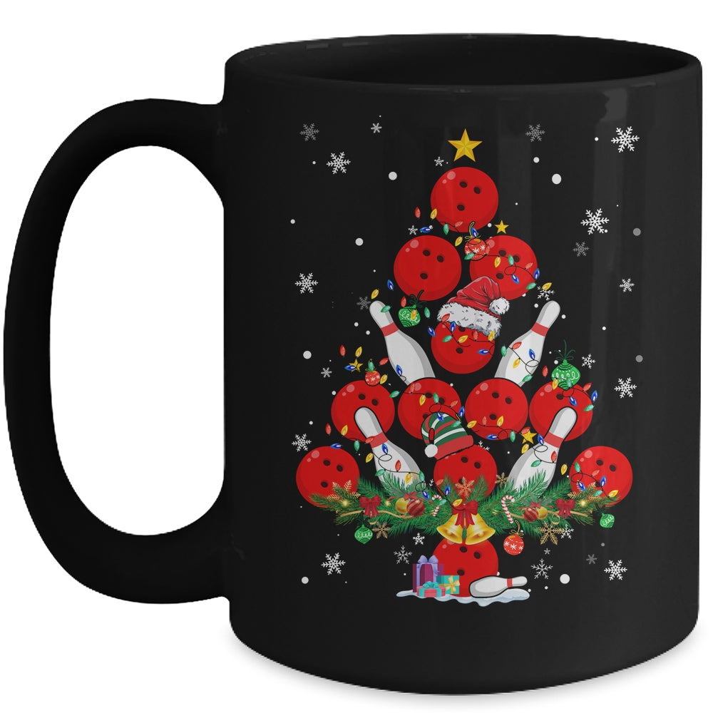 Bowling Christmas Tree Santa Pickleball X Mas Lights Mug | siriusteestore