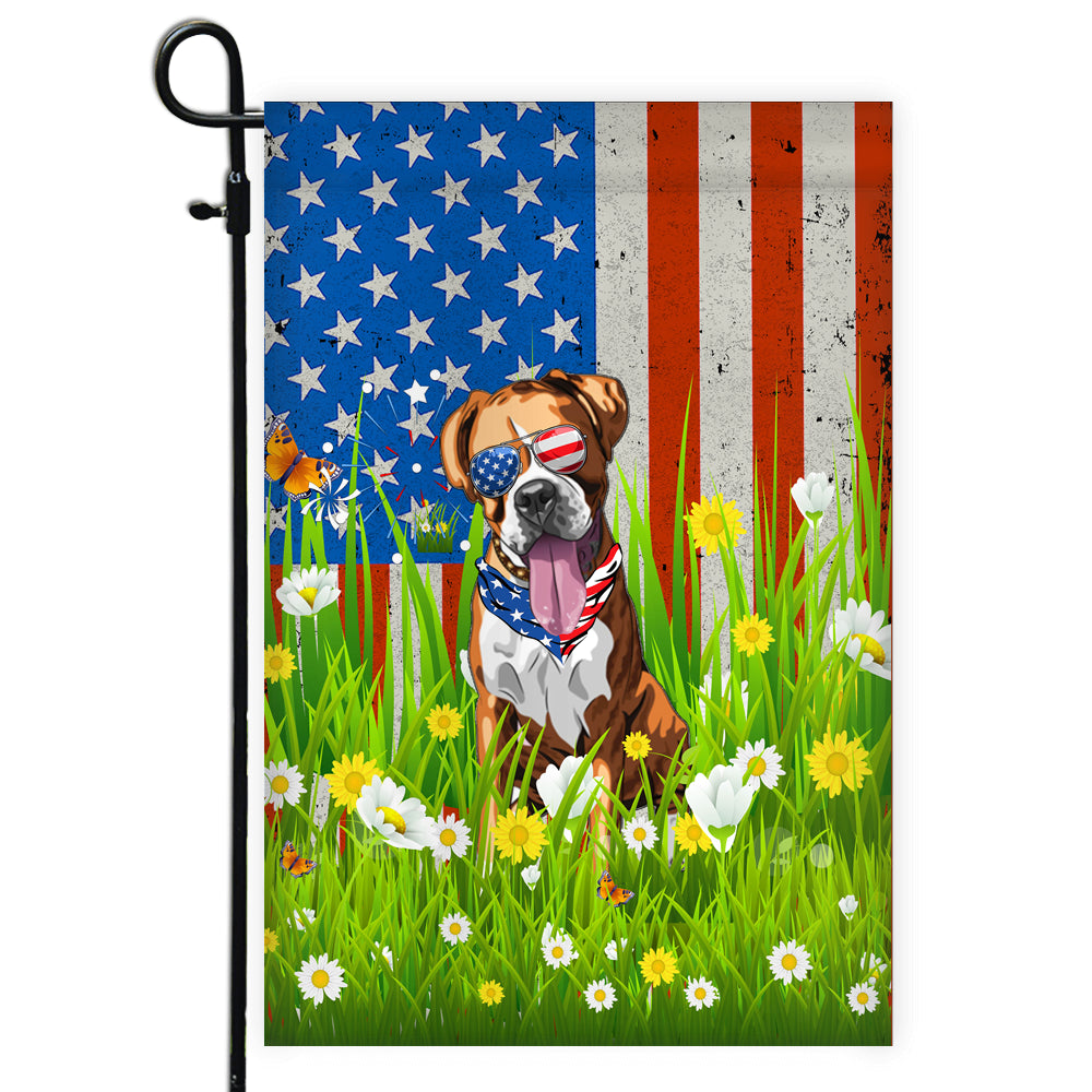 Boxer American USA Flag 4th of July Dog Lover On Independence Day | siriusteestore