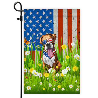 Boxer American USA Flag 4th of July Dog Lover On Independence Day | siriusteestore