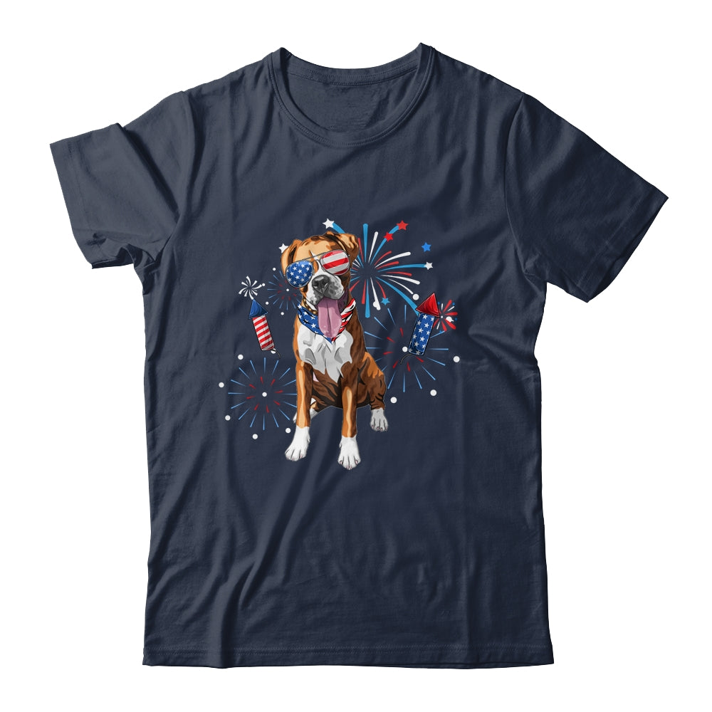 Boxer Dog American USA Flag 4th of July Men women Lover Shirt & Tank Top | siriusteestore