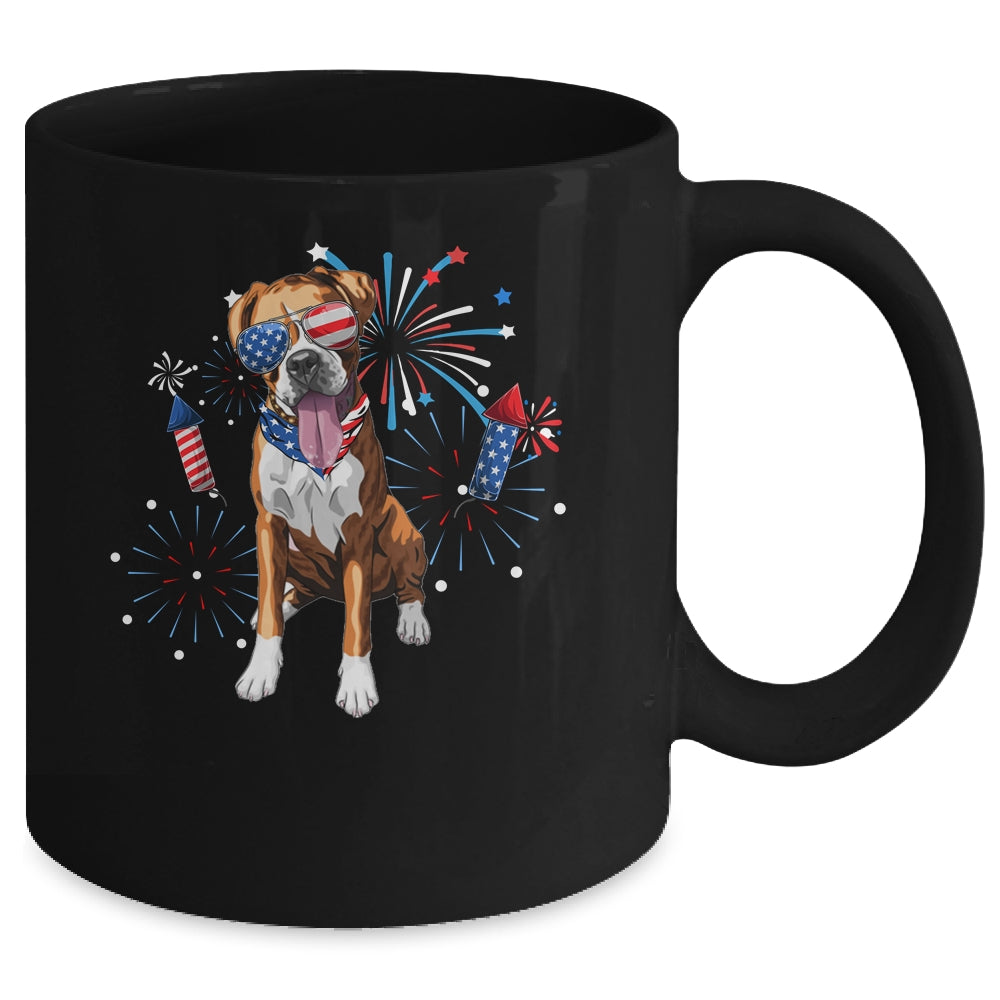 Boxer Dog American USA Flag 4th of July Men women Lover Mug | siriusteestore