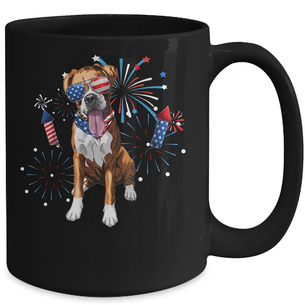 Boxer Dog American USA Flag 4th of July Men women Lover Mug | siriusteestore