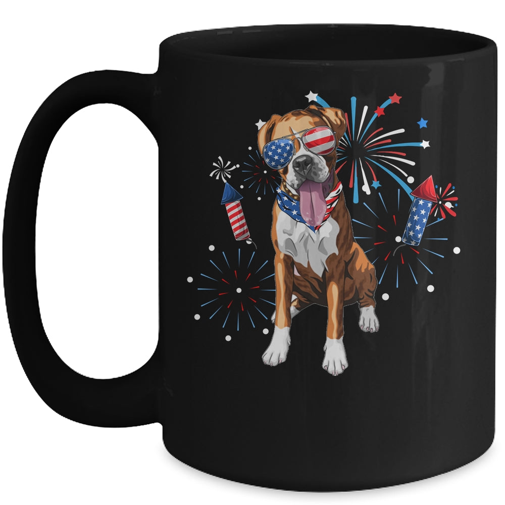 Boxer Dog American USA Flag 4th of July Men women Lover Mug | siriusteestore