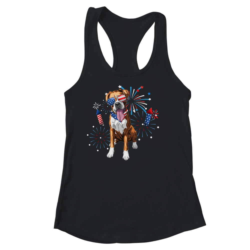 Boxer Dog American USA Flag 4th of July Men women Lover Shirt & Tank Top | siriusteestore
