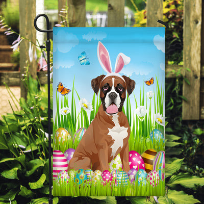 Boxer Happy Easter Day Holiday Flag Funny Dog Dog Wear Bunny Ears Headband Cute for Home Decor | siriusteestore