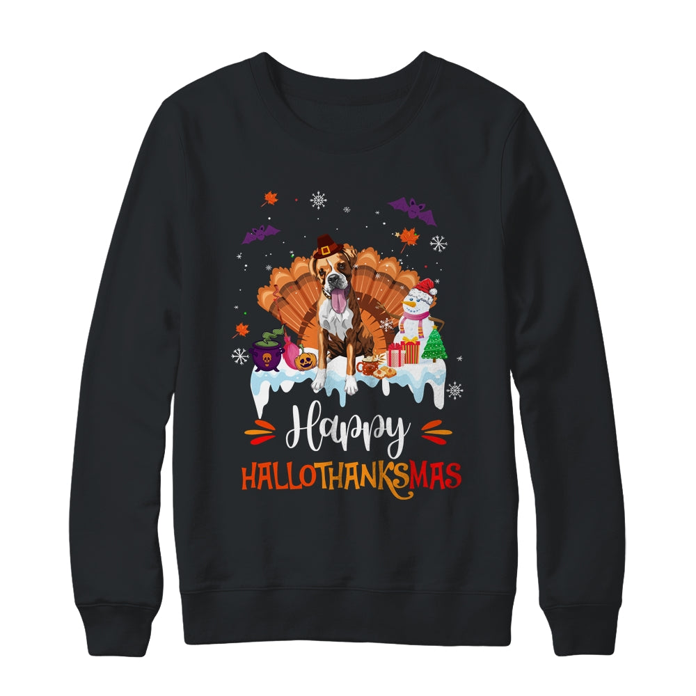 Boxer Happy HalloThanksMas Halloween Thanksgiving Christmas Shirt & Sweatshirt | siriusteestore