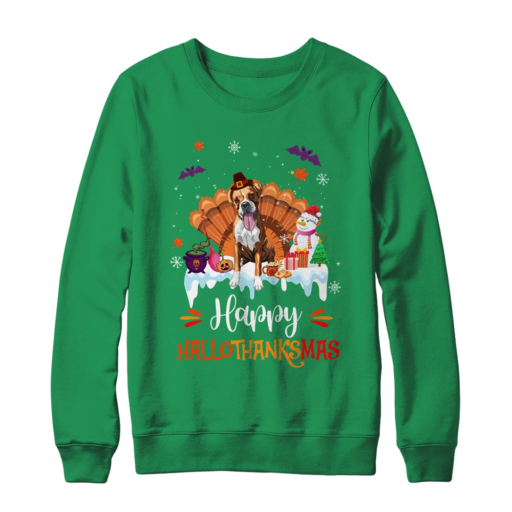 Boxer Happy HalloThanksMas Halloween Thanksgiving Christmas Shirt & Sweatshirt | siriusteestore