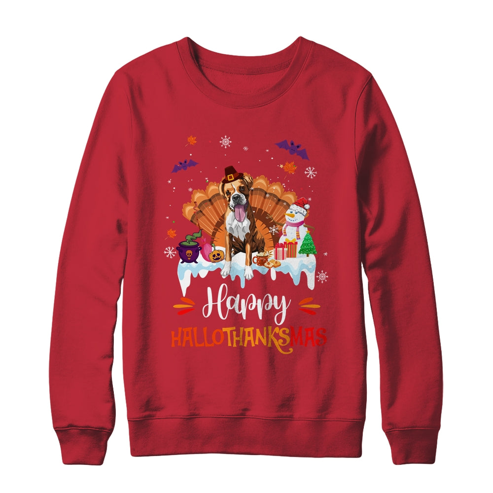 Boxer Happy HalloThanksMas Halloween Thanksgiving Christmas Shirt & Sweatshirt | siriusteestore
