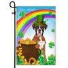 Boxer St Patrick's Day Dog Flag Funny Peeking Dog Wear Green Hat Golden Pot Coin Shamrock Rainbow Spring Banner for Home Decor | siriusteestore