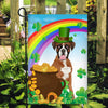 Boxer St Patrick's Day Dog Flag Funny Peeking Dog Wear Green Hat Golden Pot Coin Shamrock Rainbow Spring Banner for Home Decor | siriusteestore