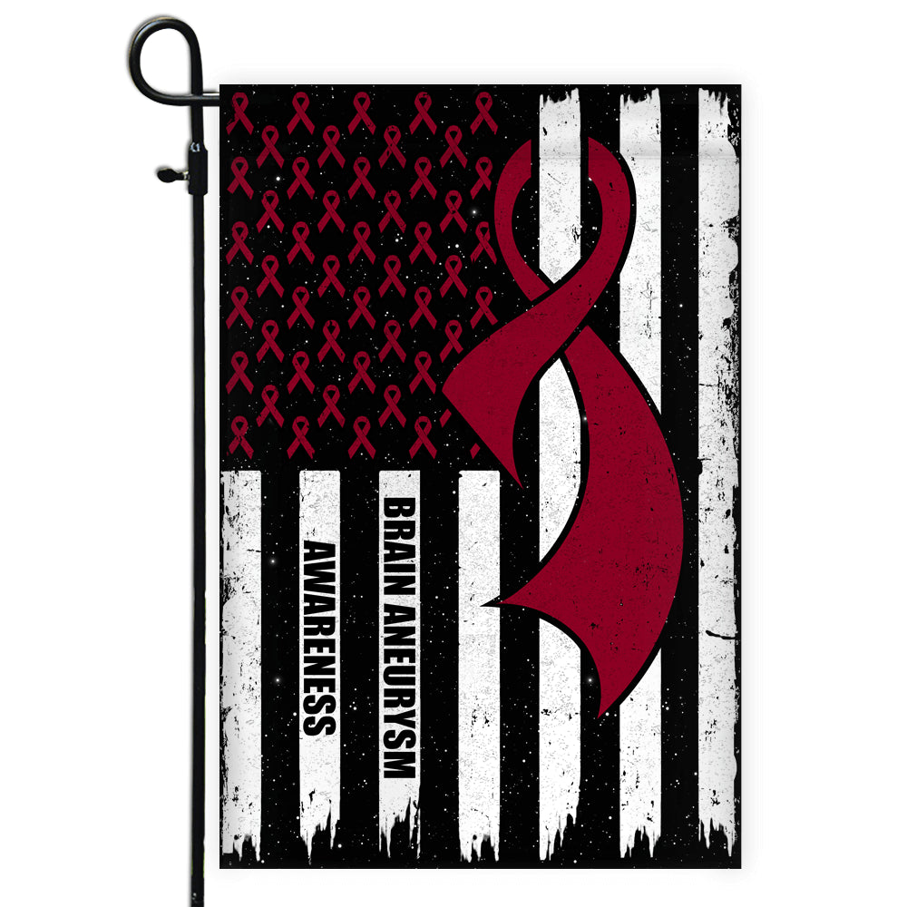 Brain Aneurysm Awareness America Flag Burgundy Ribbon | siriusteestore