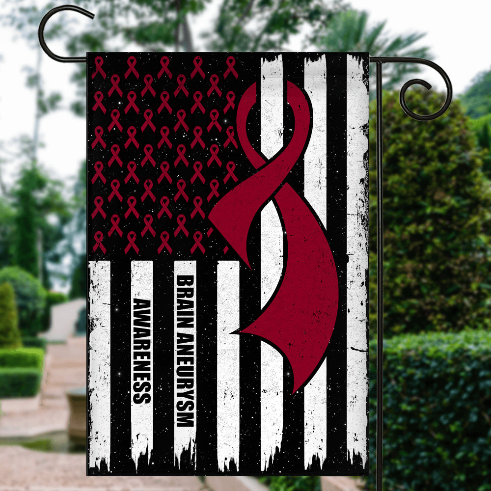 Brain Aneurysm Awareness America Flag Burgundy Ribbon | siriusteestore