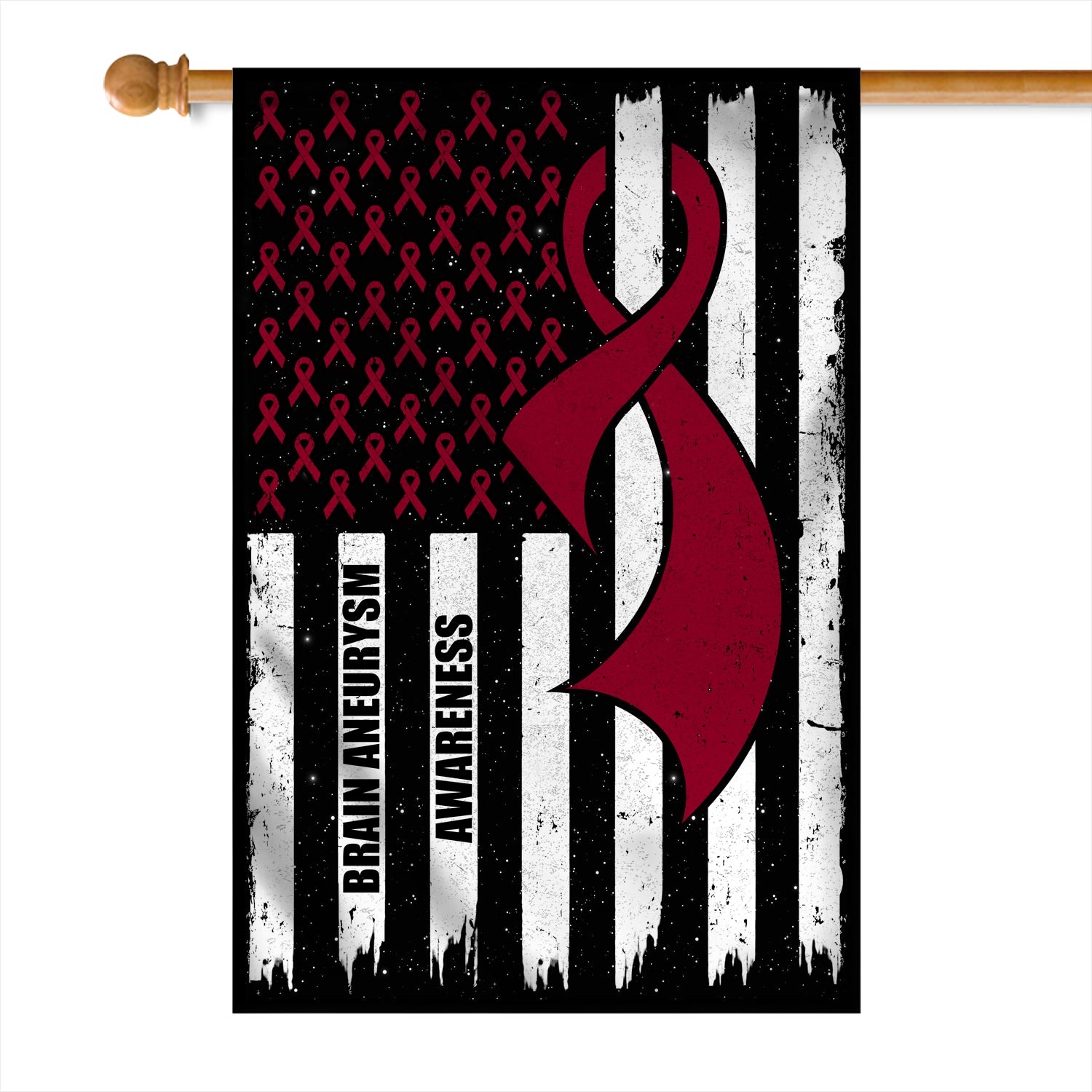 Brain Aneurysm Awareness America Flag Burgundy Ribbon | siriusteestore