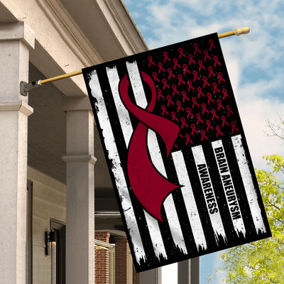 Brain Aneurysm Awareness America Flag Burgundy Ribbon | siriusteestore