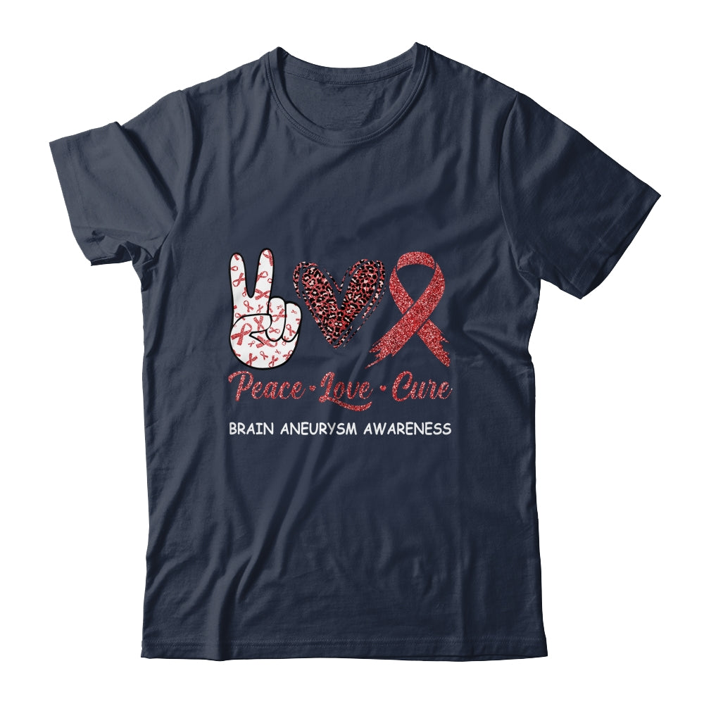 Brain Aneurysm Awareness Peace Love Cure Leopard Shirt & Hoodie | siriusteestore