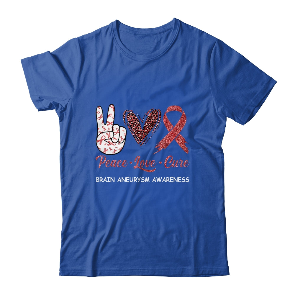 Brain Aneurysm Awareness Peace Love Cure Leopard Shirt & Hoodie | siriusteestore