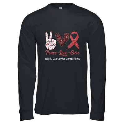 Brain Aneurysm Awareness Peace Love Cure Leopard Shirt & Hoodie | siriusteestore