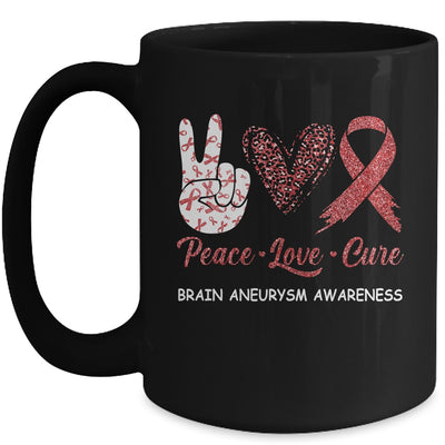 Brain Aneurysm Awareness Peace Love Cure Leopard Mug | siriusteestore
