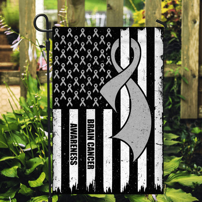 Brain Cancer Awareness America Flag Grey Ribbon | siriusteestore
