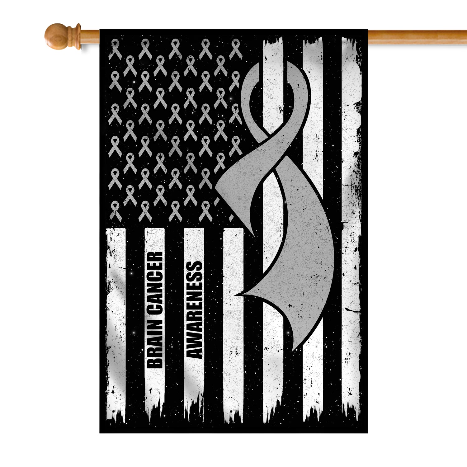 Brain Cancer Awareness America Flag Grey Ribbon | siriusteestore